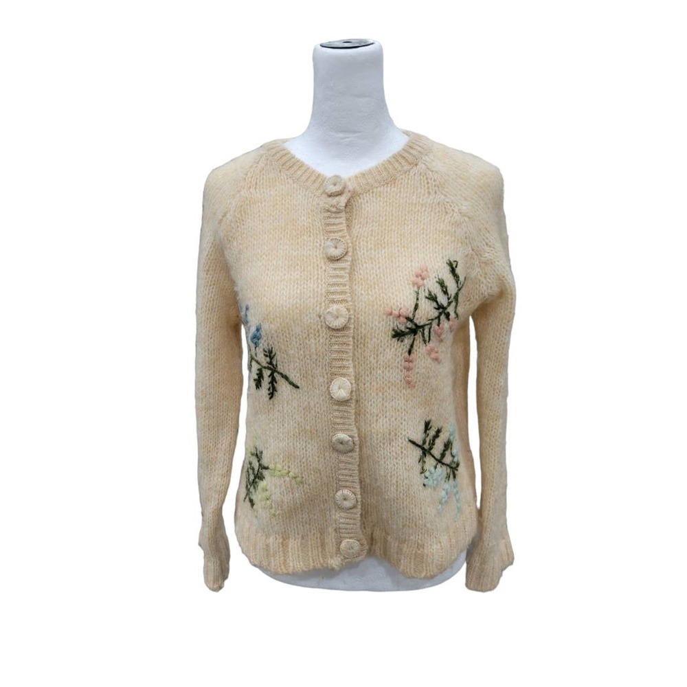 Free People Wool Blend Embroidered Floral Knit Sweater Size Medium